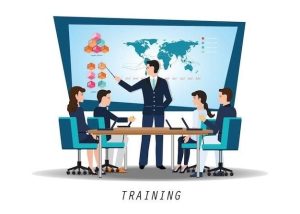 مجموعة من الزملاء يعملون معًا في مشروع